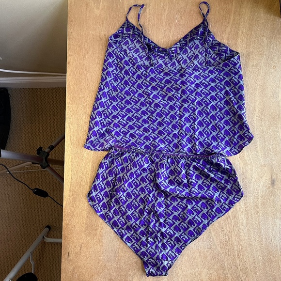 100% Silk Purple KSU K-State Vintage High Waist Cami Lingerie Set Small S Gift - Picture 2 of 4